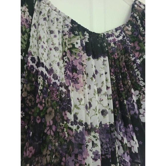 W By Worth Pleated Cold Shoulder Floral Blouse 6 - Picture 4 of 7